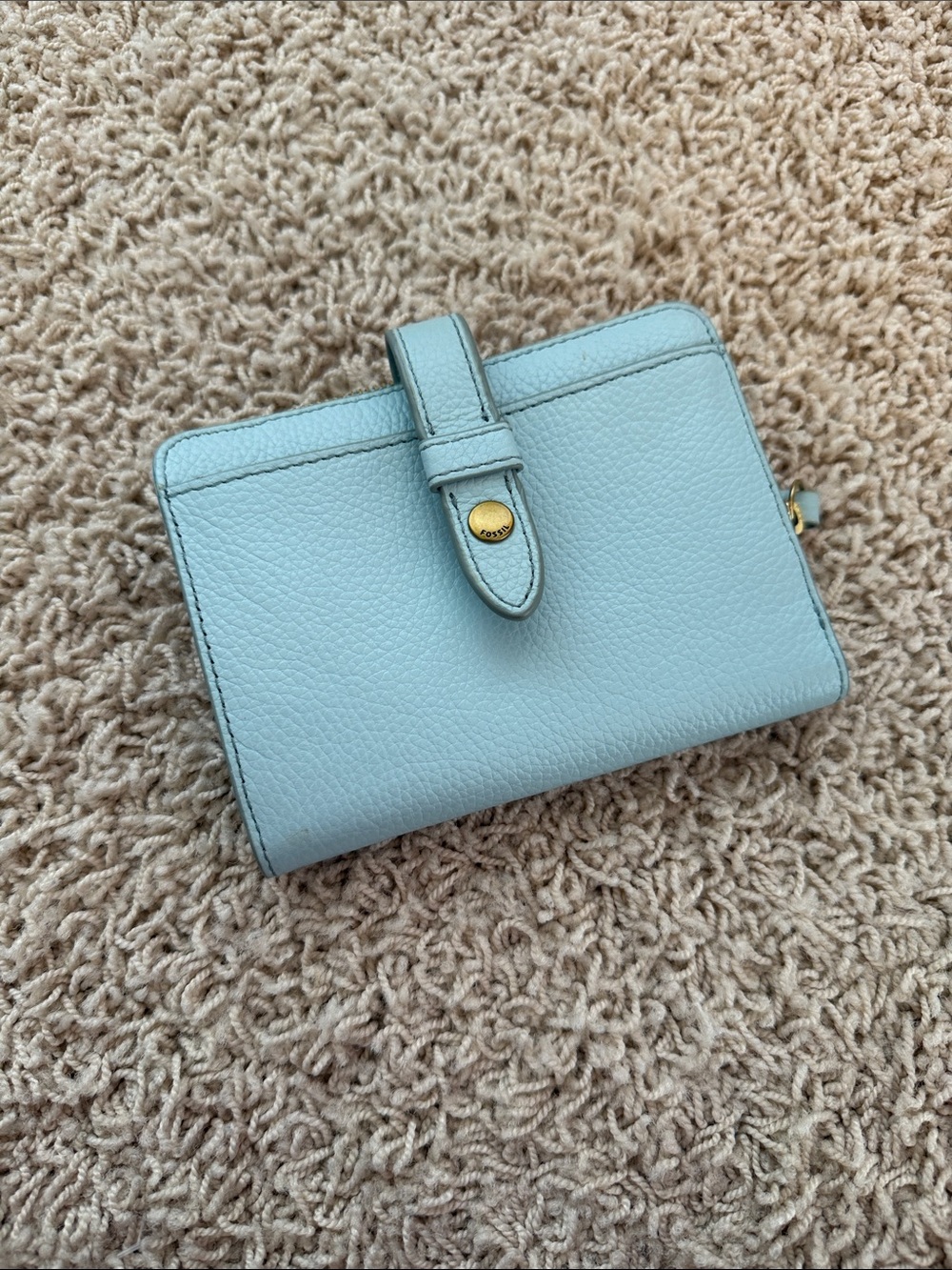 Fossil Pale Blue Pebbled Leather Snap Wallet